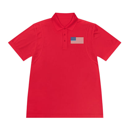 Men's US Flag 100% Polyester Polo - Assorted Colors