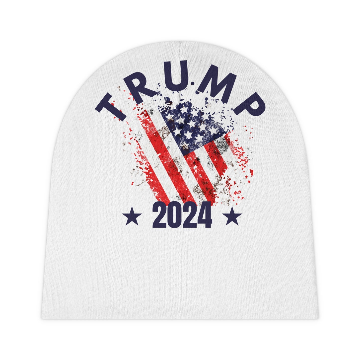 Trump 2024 White Baby Beanie with US Flag