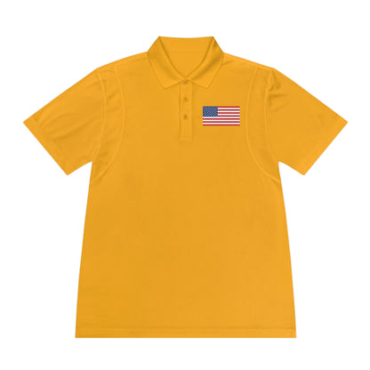 Men's US Flag 100% Polyester Polo - Assorted Colors