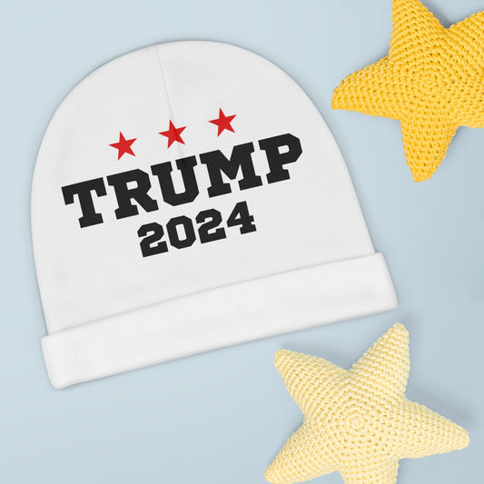 Baby Patriot Trump 2024 White Beanie.