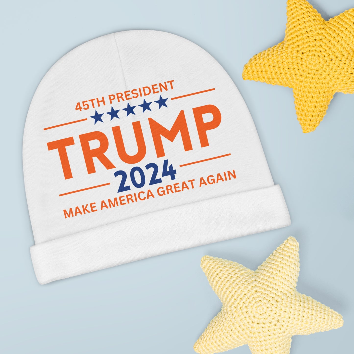 The 45th President Trump 2024 White Baby Beanie